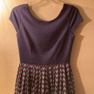 Navy Blue Dress with Chevron Stripes